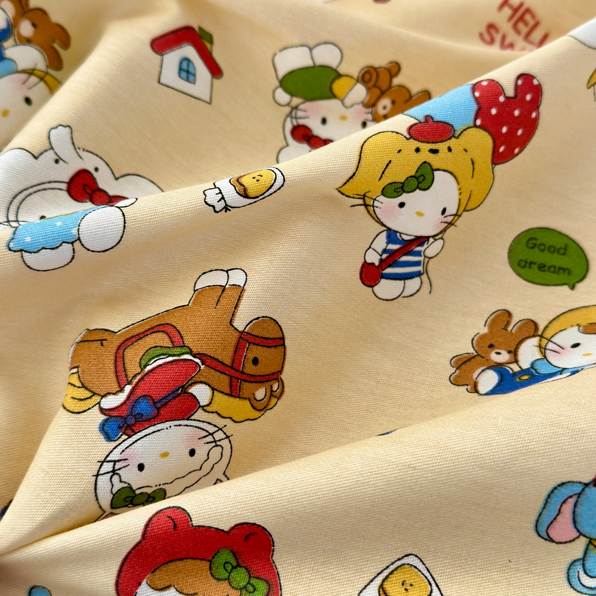 91家纺网 家纺一手货源 找家纺 乐童家纺 2026新款全棉网红直播爆款吊边一字绣工艺款四件套-系列二 童梦园