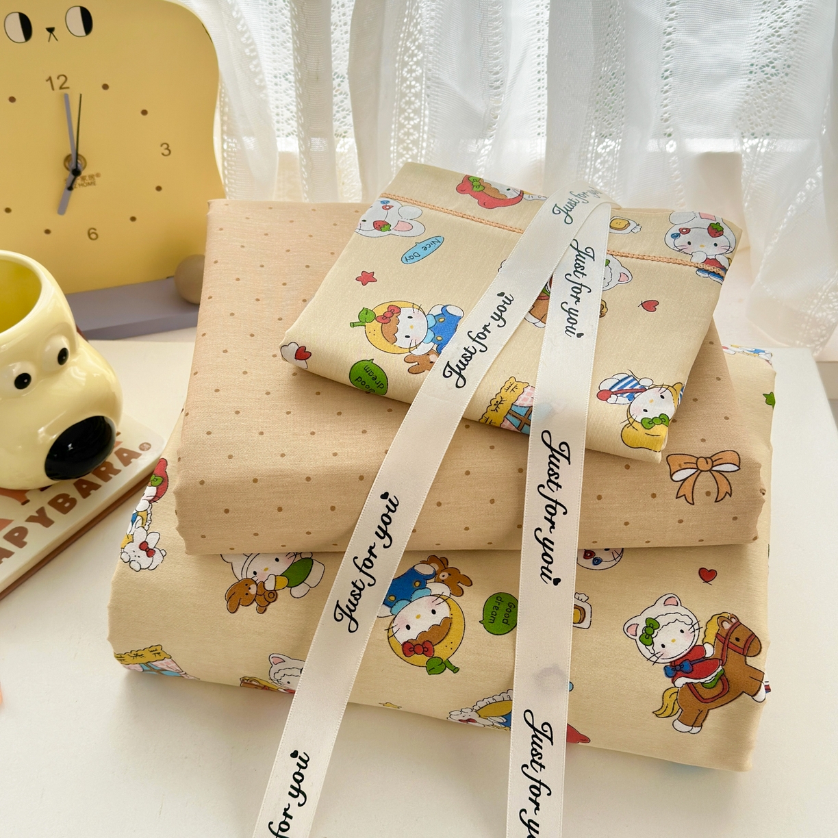 91家纺网 家纺一手货源 找家纺 乐童家纺 2026新款全棉网红直播爆款吊边一字绣工艺款四件套-系列二 童梦园