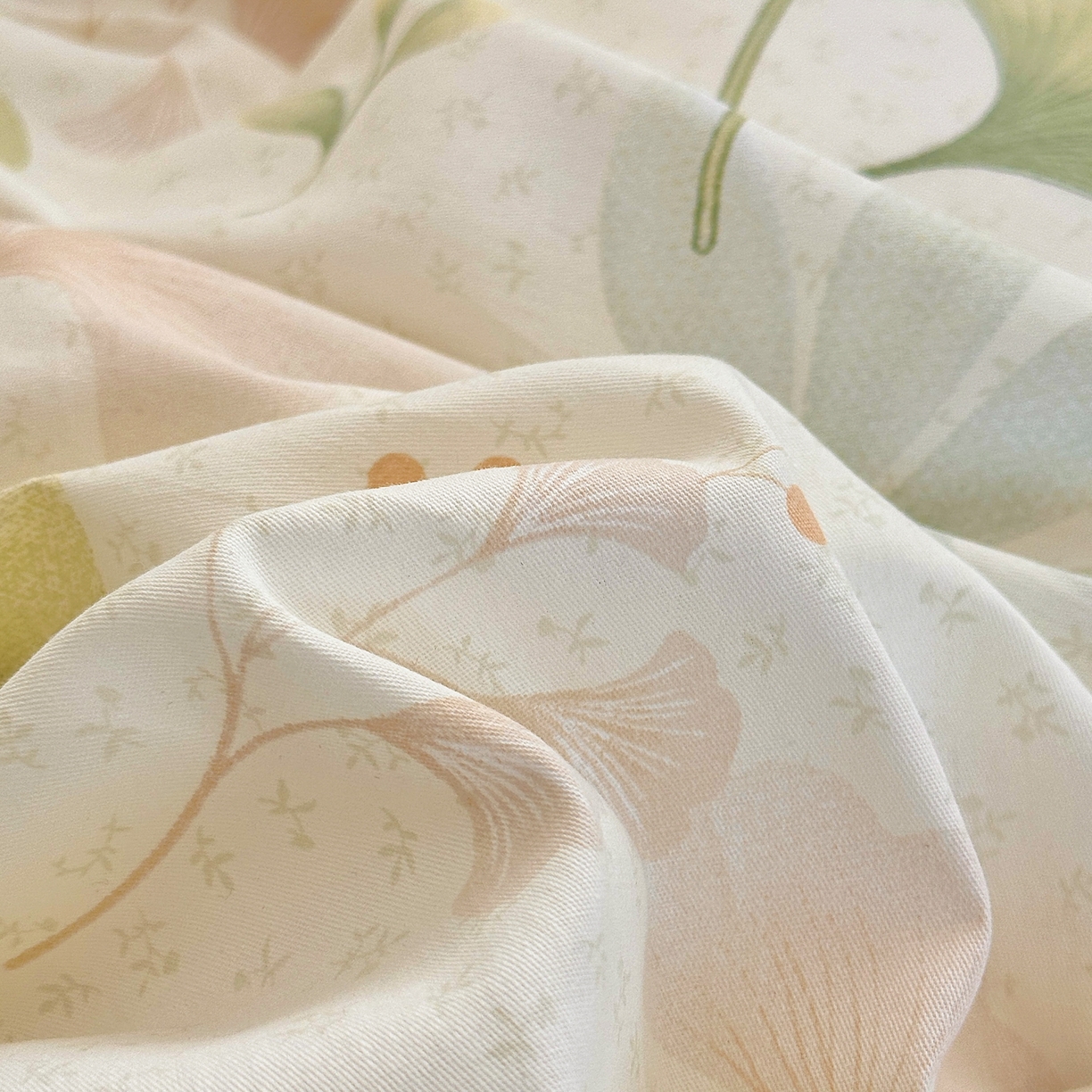 91家纺网 家纺一手货源 找家纺 乐童家纺 2026新款全棉网红直播爆款吊边一字绣工艺款四件套-系列二 银杏疏影