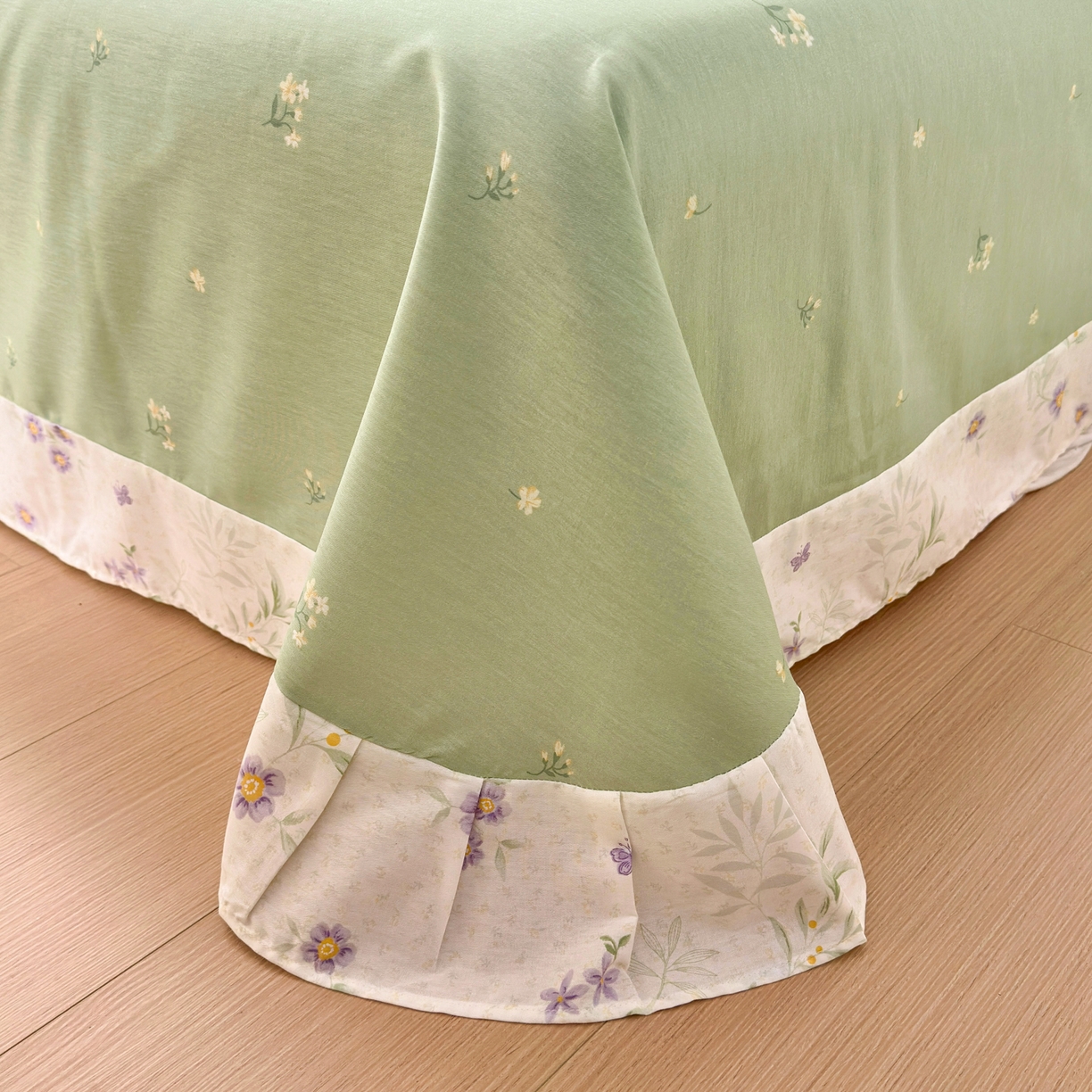 91家纺网 家纺一手货源 找家纺 乐童家纺 2026新款全棉网红直播爆款吊边一字绣工艺款四件套-系列二 幽兰花梦