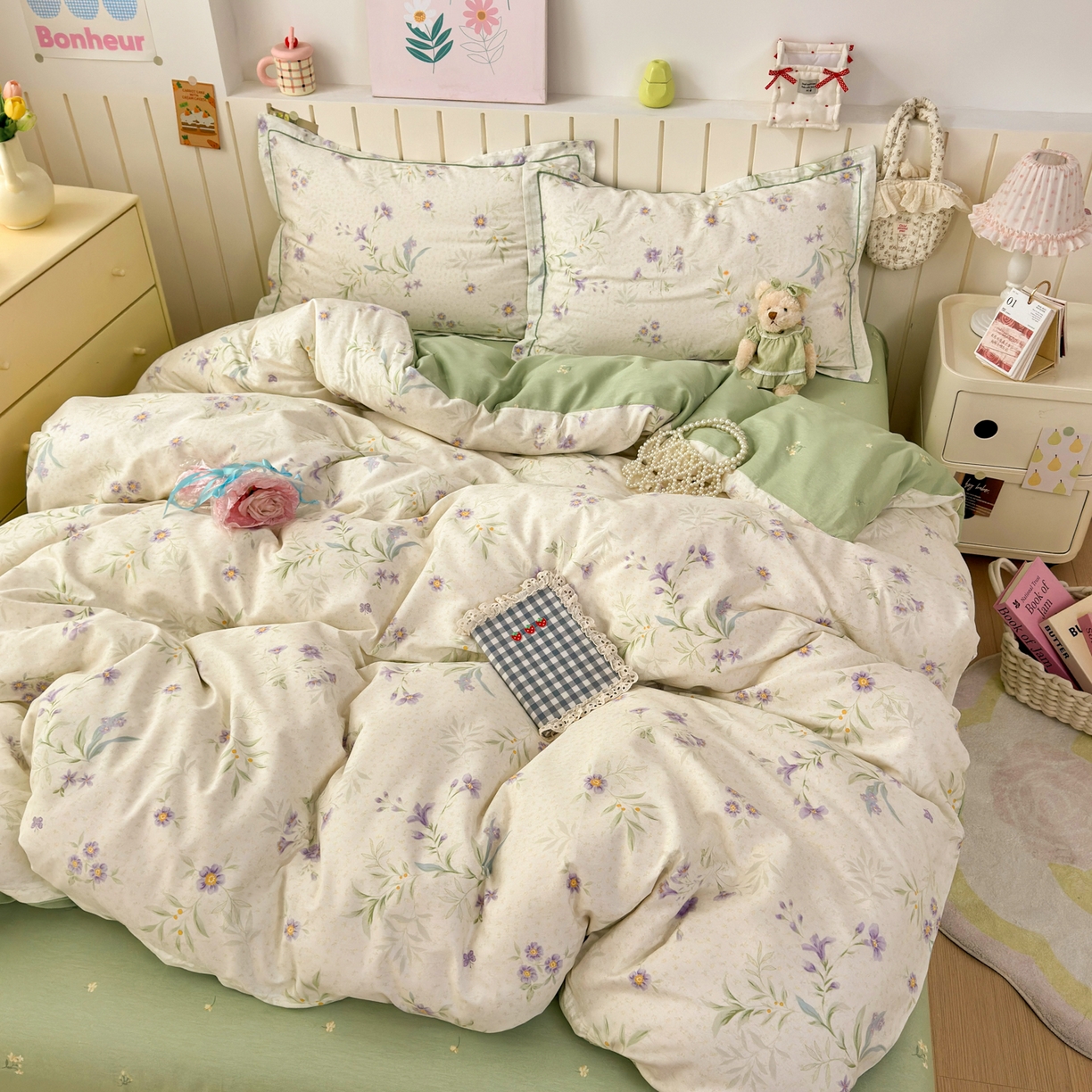 91家纺网 家纺一手货源 找家纺 乐童家纺 2026新款全棉网红直播爆款吊边一字绣工艺款四件套-系列二 幽兰花梦