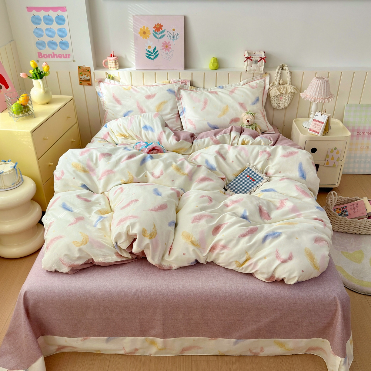 乐童家纺 2026新款全棉网红直播爆款吊边一字绣工艺款四件套-系列二 羽叶