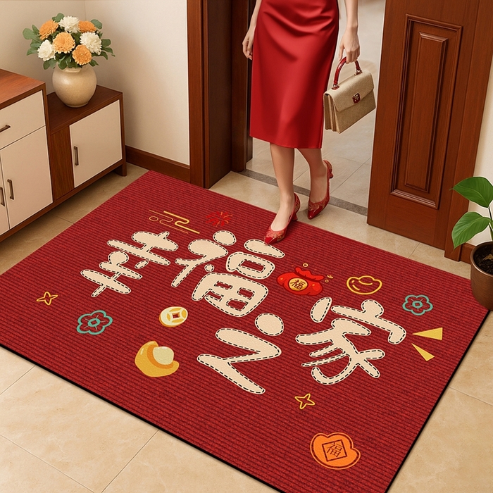 91家纺网 家纺一手货源 找家纺 （总）卡初家居（原微来） 2025新款卡初硅藻泥红色系列进门垫