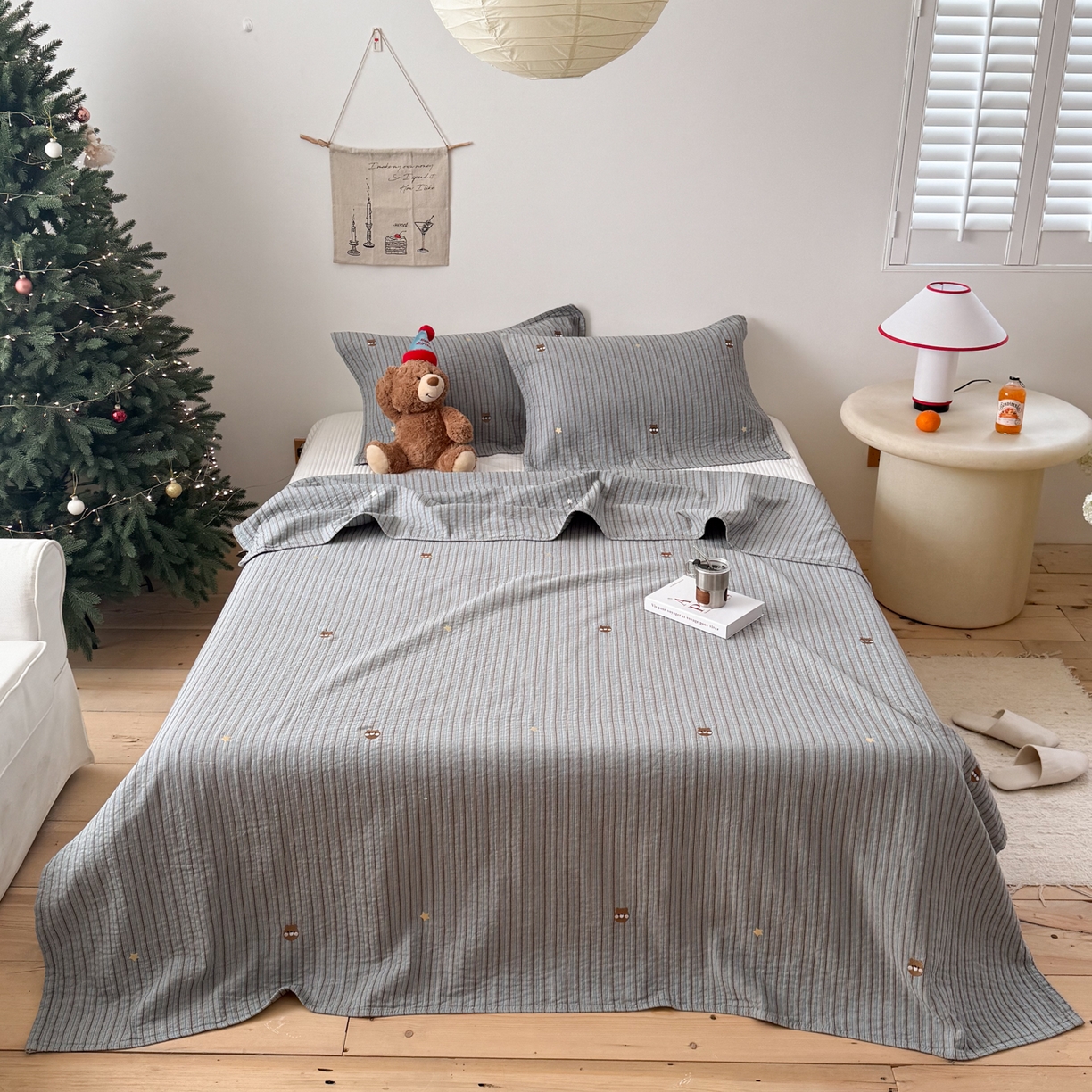 91家纺网 家纺一手货源 找家纺 沐瑟家纺 2026新款全棉水洗绣花枕巾-麦兜 麦兜-蓝色