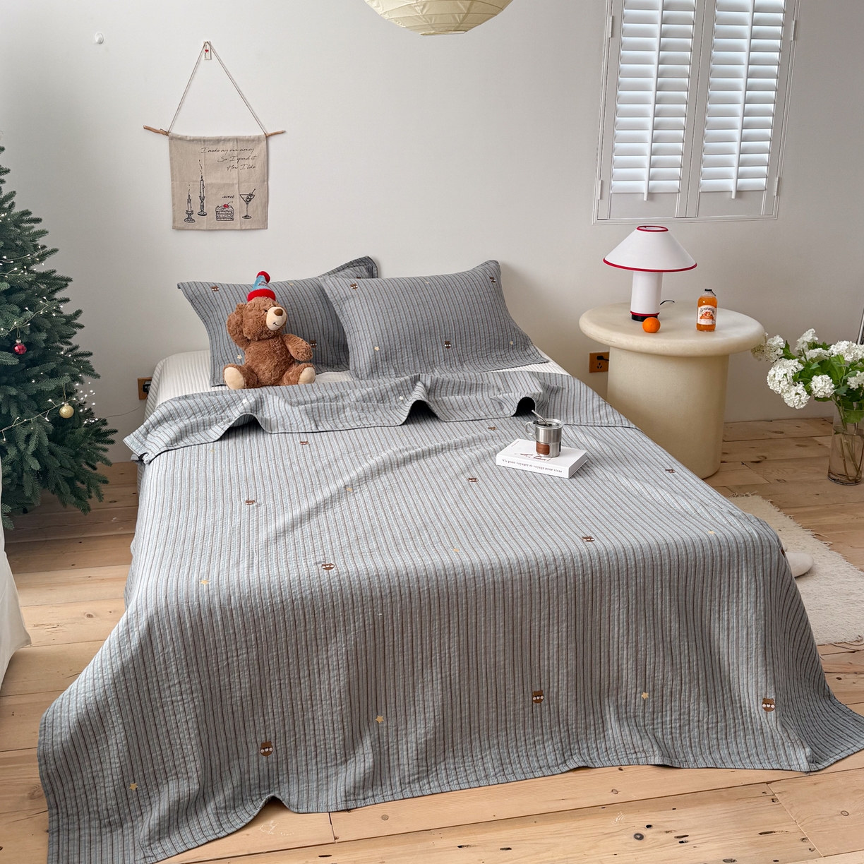 91家纺网 家纺一手货源 找家纺 沐瑟家纺 2026新款全棉水洗绣花枕巾-麦兜 麦兜-蓝色