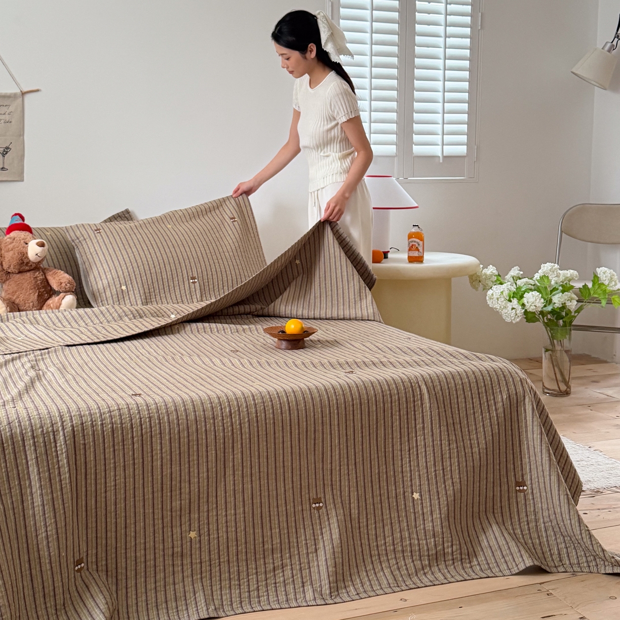 91家纺网 家纺一手货源 找家纺 沐瑟家纺 2026新款全棉水洗绣花枕巾-麦兜 麦兜-绿色