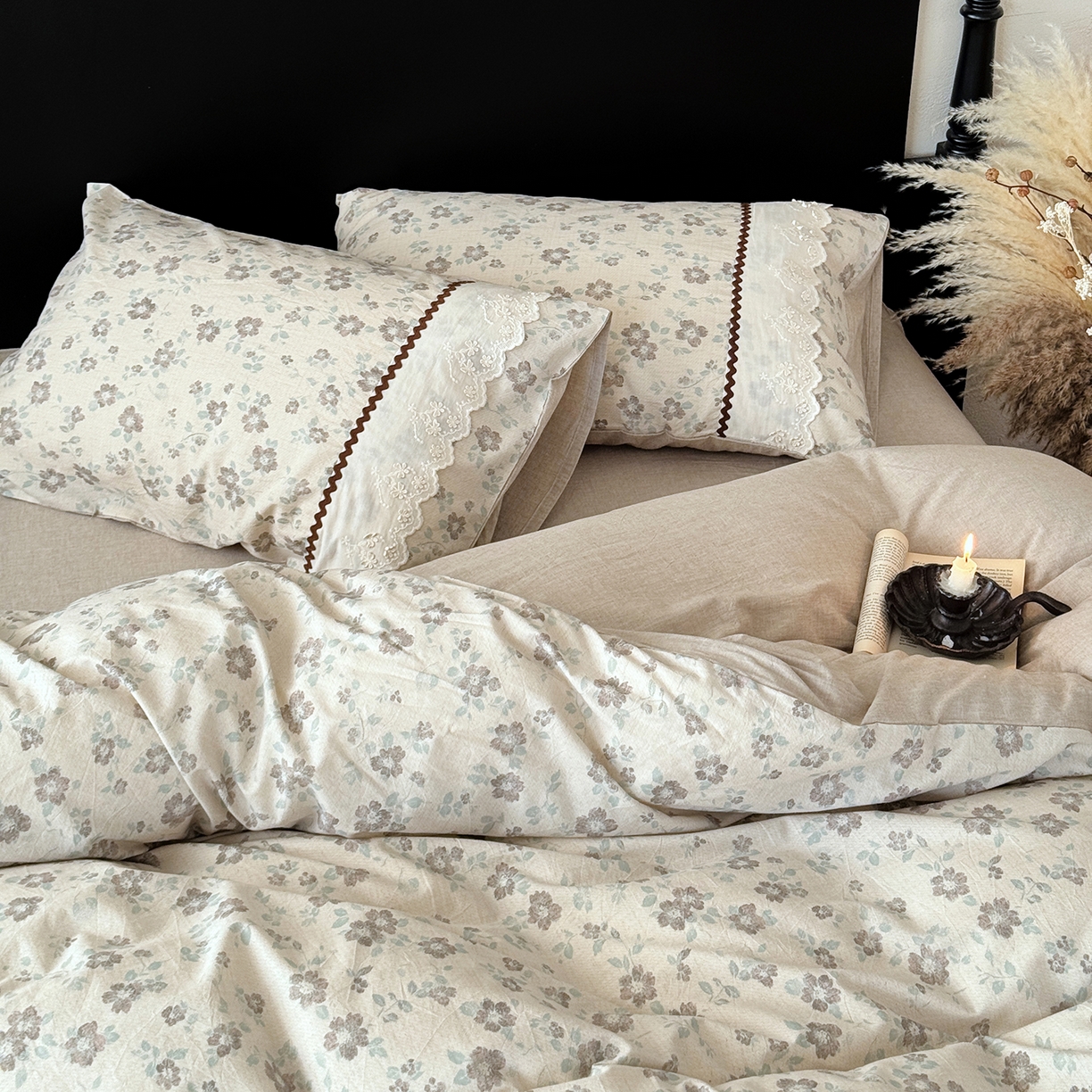 91家纺网 家纺一手货源 找家纺 （总）淑女公社家纺 2026新款法式立体蝴蝶花边棉麻四件套