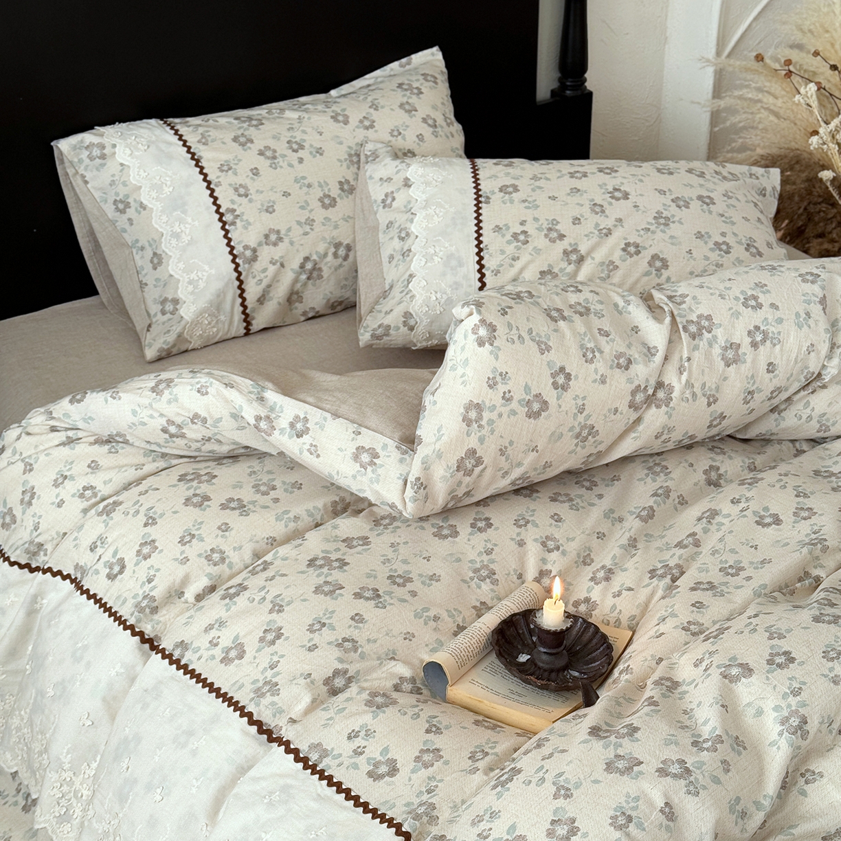 91家纺网 家纺一手货源 找家纺 （总）淑女公社家纺 2026新款法式立体蝴蝶花边棉麻四件套