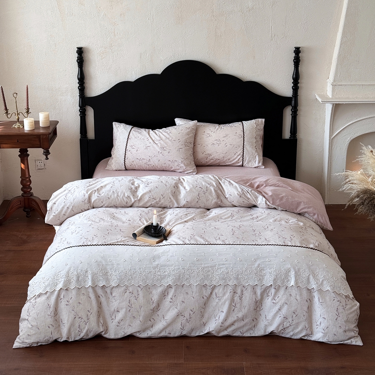 91家纺网 家纺一手货源 找家纺 （总）淑女公社家纺 2026新款法式立体蝴蝶花边棉麻四件套