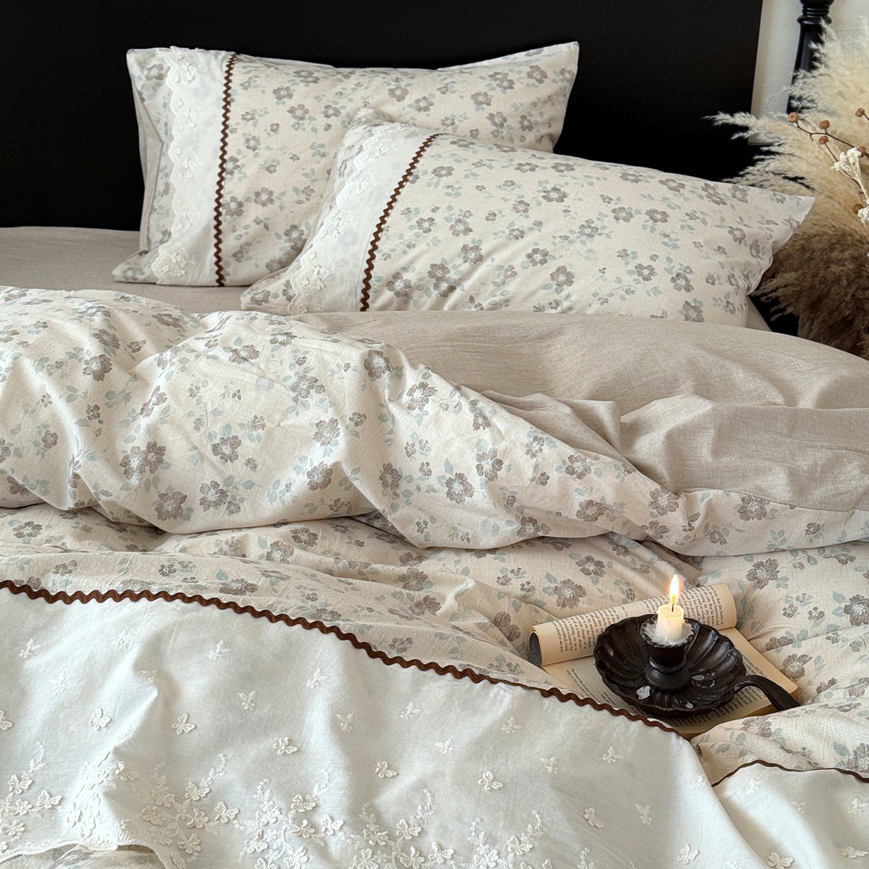 91家纺网 家纺一手货源 找家纺 （总）淑女公社家纺 2026新款法式立体蝴蝶花边棉麻四件套