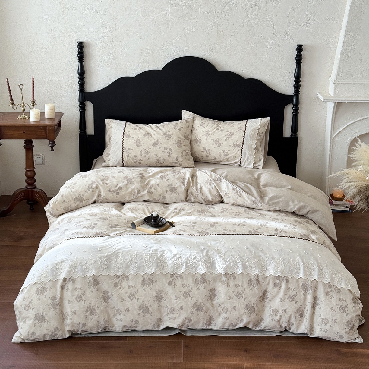 91家纺网 家纺一手货源 找家纺 （总）淑女公社家纺 2026新款法式立体蝴蝶花边棉麻四件套