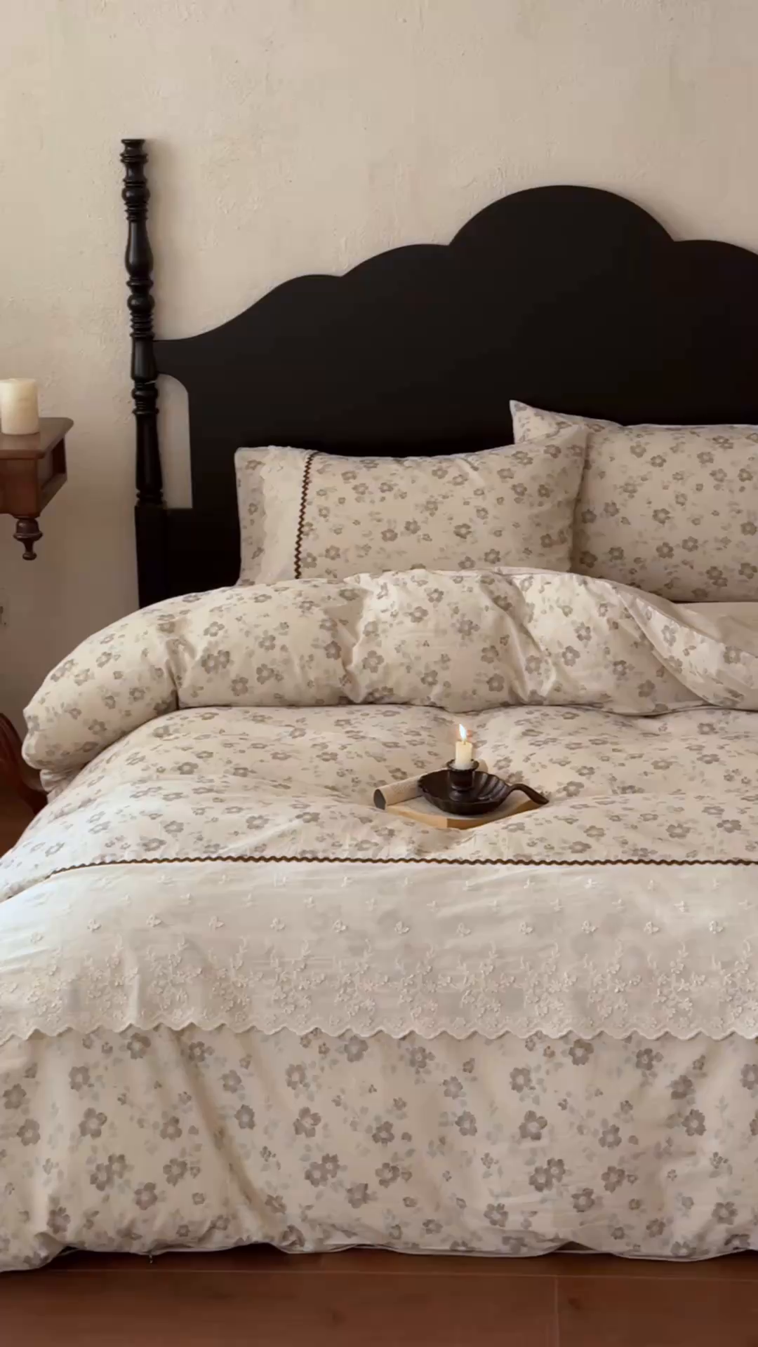 91家纺网 家纺一手货源 找家纺 淑女公社家纺 2026新款法式立体蝴蝶花边棉麻四件套 花香满园 绿