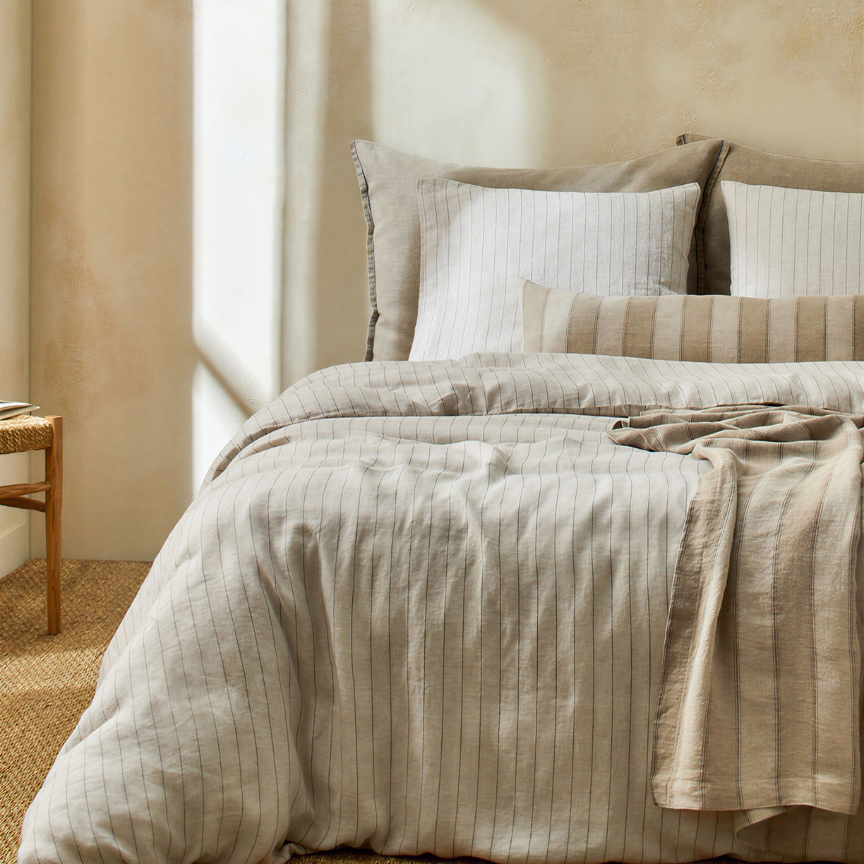 91家纺网 家纺一手货源 找家纺 原研家居 2026新款舒适亲肤水洗棉麻四件套 云缦