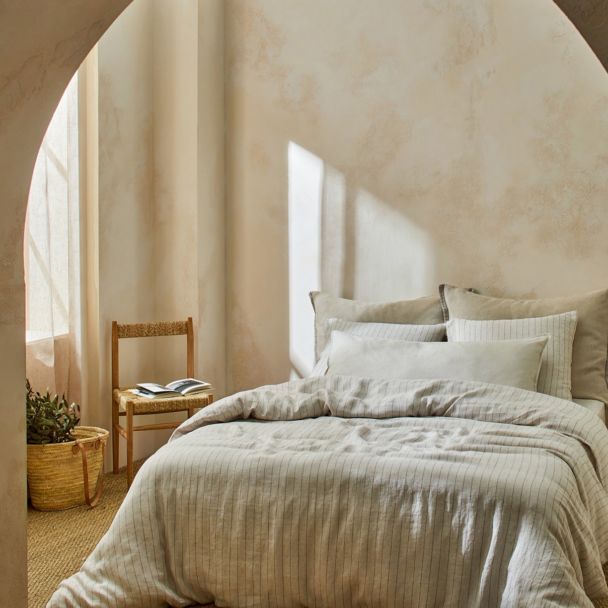 91家纺网 家纺一手货源 找家纺 原研家居 2026新款舒适亲肤水洗棉麻四件套 云缦