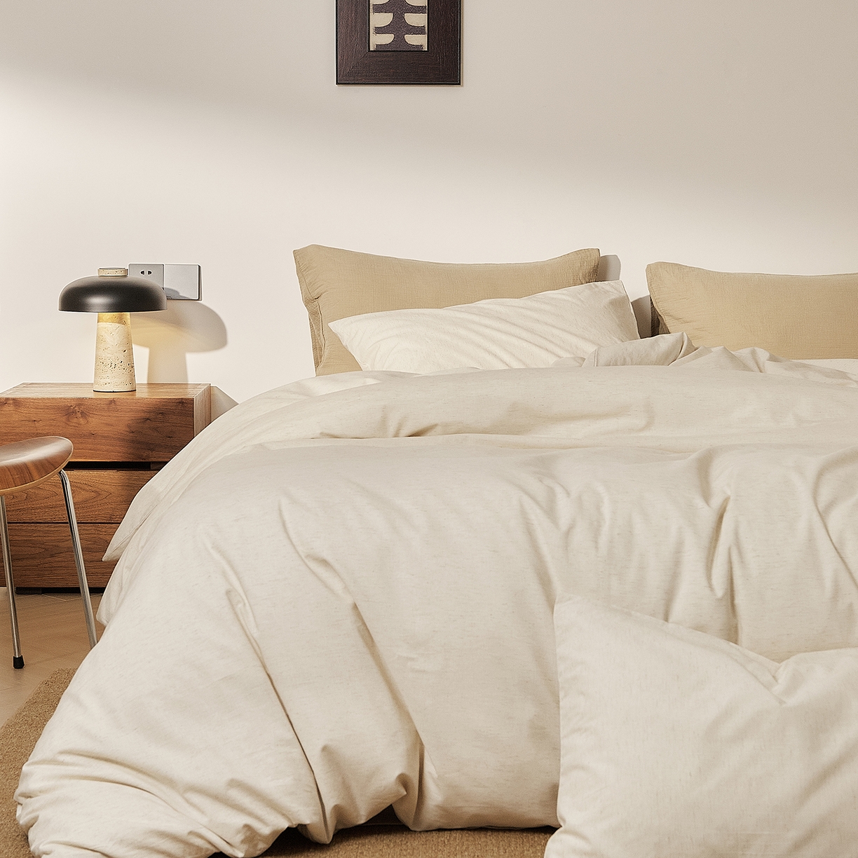 91家纺网 家纺一手货源 找家纺 原研家居 2026新款舒适亲肤水洗棉麻四件套 陌本