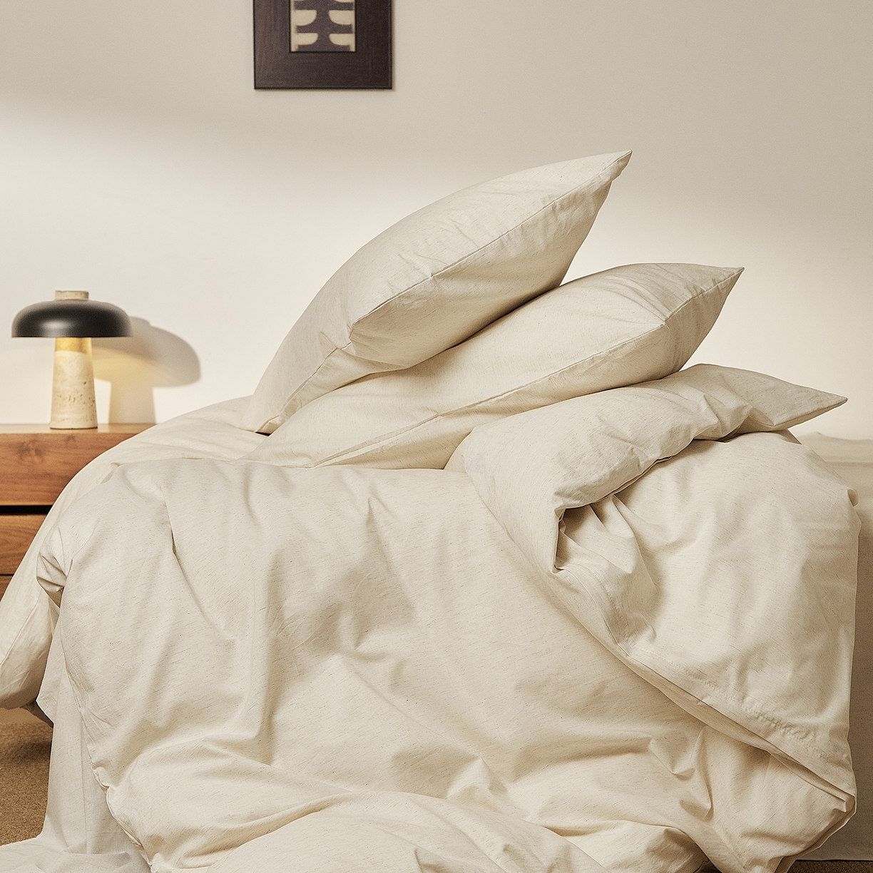 91家纺网 家纺一手货源 找家纺 原研家居 2026新款舒适亲肤水洗棉麻四件套 陌本