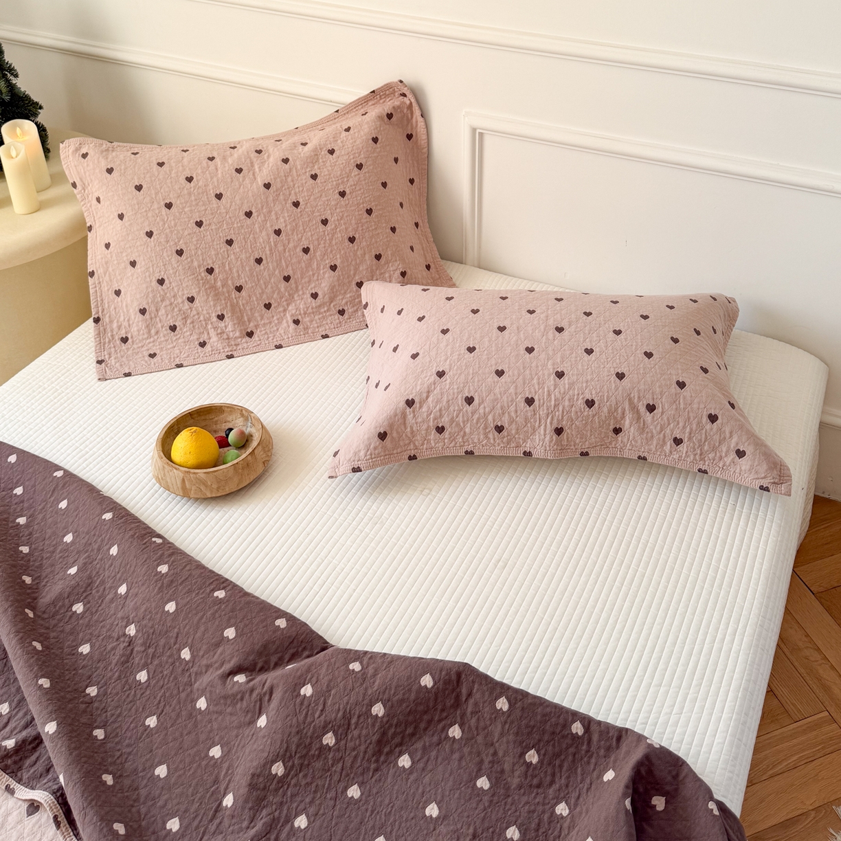 沐瑟家纺 2026新款心情纯棉纱布枕巾 心情-粉色