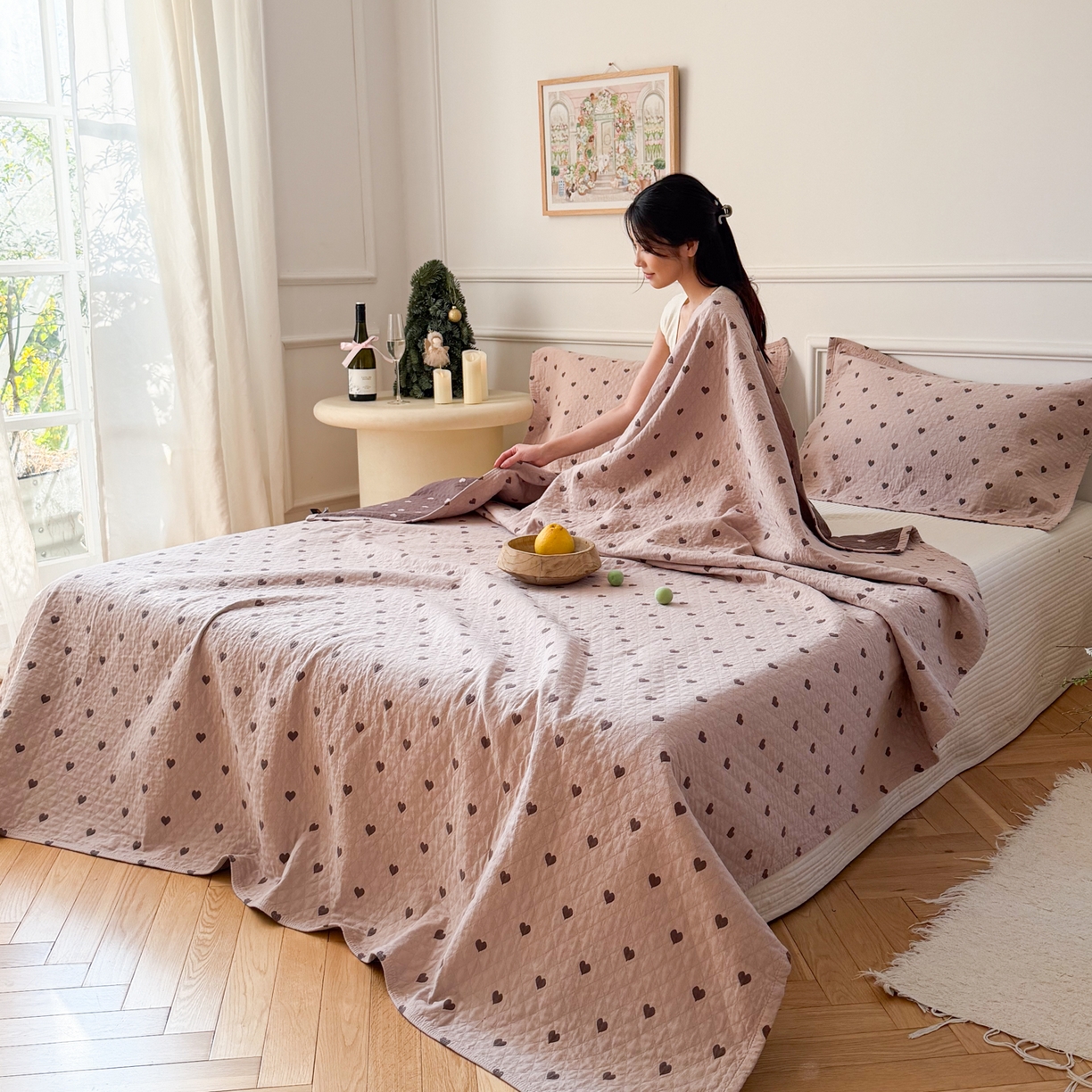 91家纺网 家纺一手货源 找家纺 沐瑟家纺 2026新款心情纯棉纱布枕巾 心情-粉色