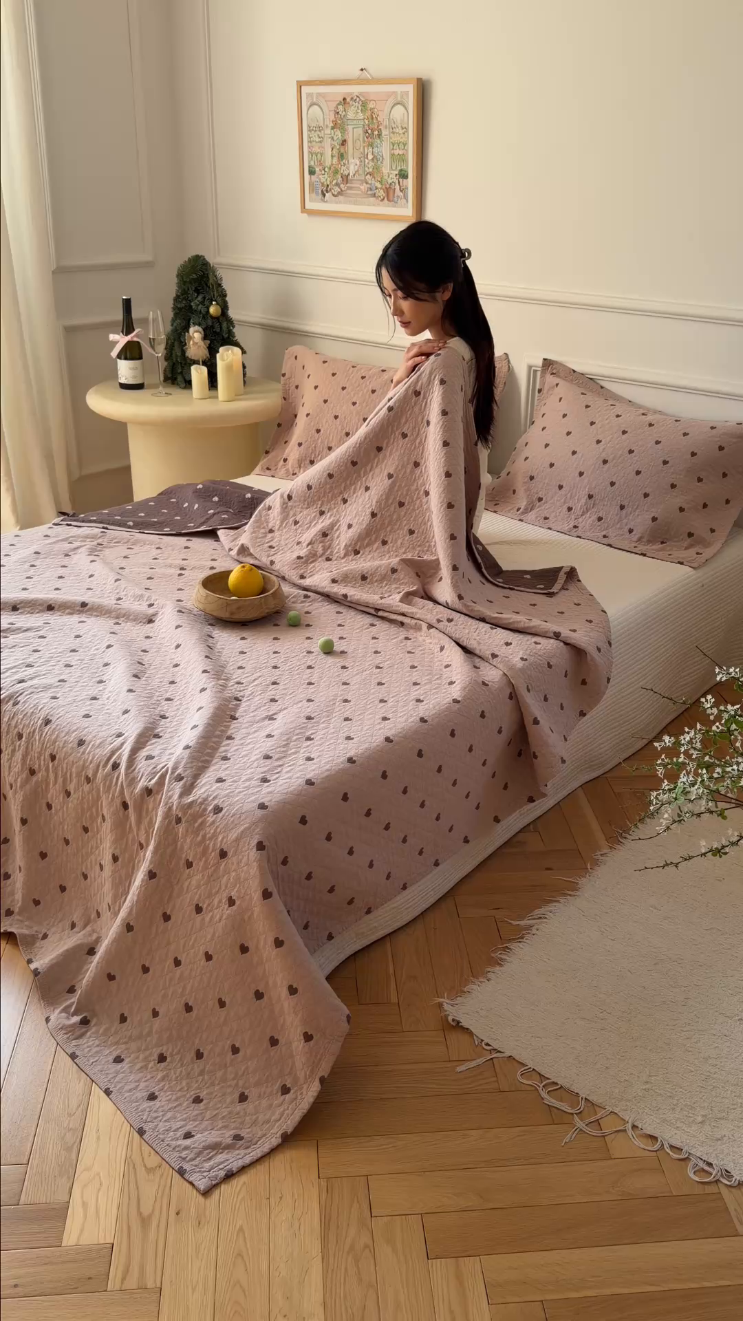 91家纺网 家纺一手货源 找家纺 沐瑟家纺 2026新款心情纯棉纱布枕巾 心情-粉色