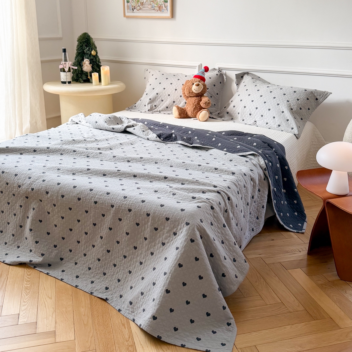 91家纺网 家纺一手货源 找家纺 沐瑟家纺 2026新款心情纯棉纱布枕巾 心情-灰蓝