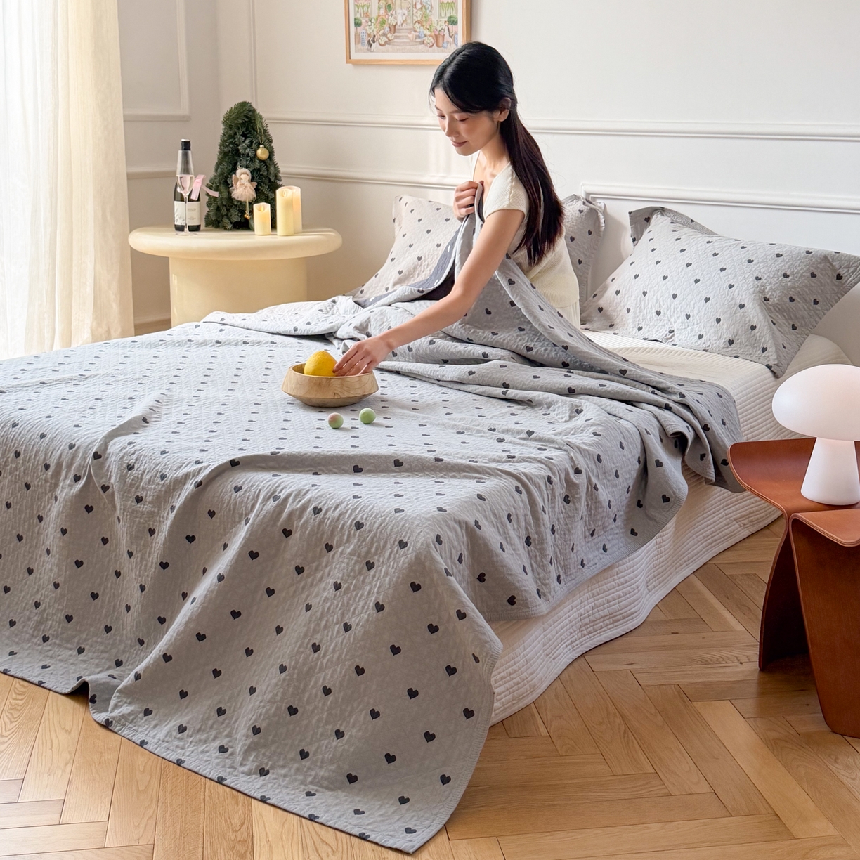 91家纺网 家纺一手货源 找家纺 沐瑟家纺 2026新款心情纯棉纱布枕巾 心情-灰蓝