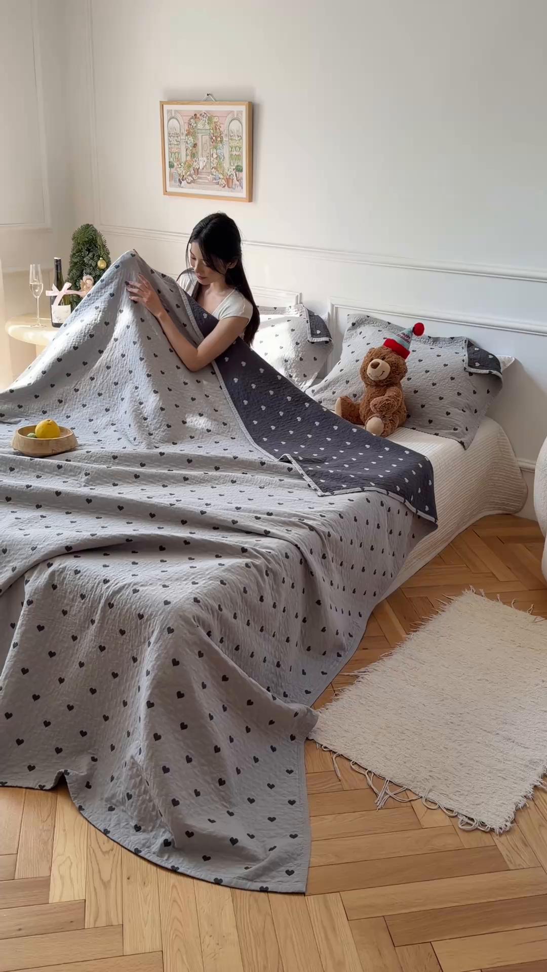 91家纺网 家纺一手货源 找家纺 沐瑟家纺 2026新款心情纯棉纱布枕巾 心情-灰蓝