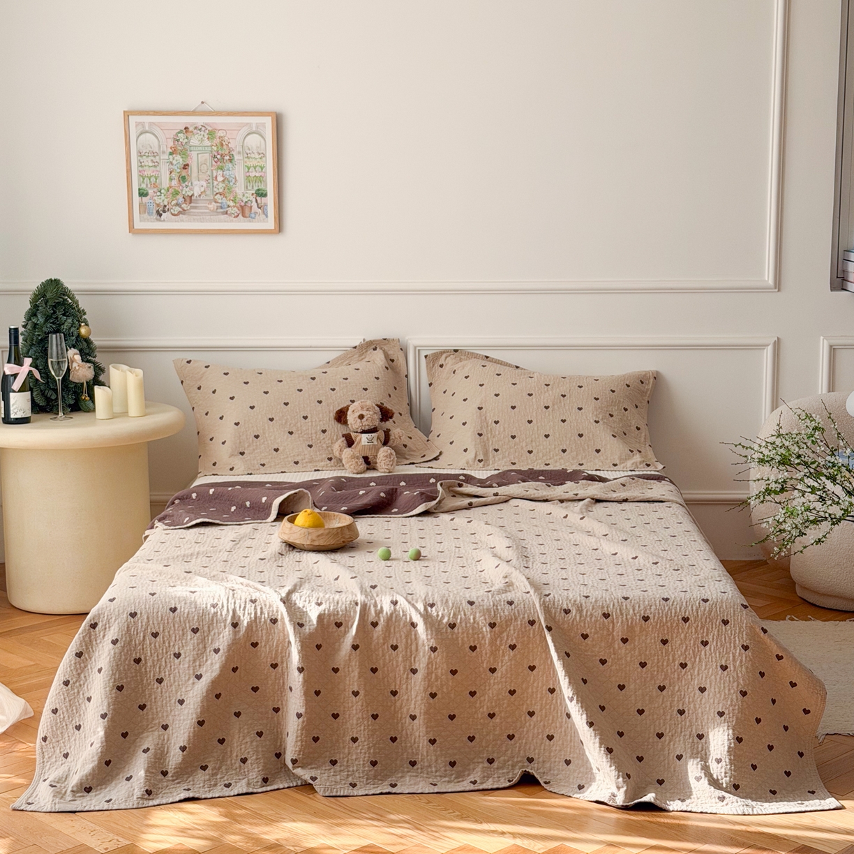 91家纺网 家纺一手货源 找家纺 沐瑟家纺 2026新款心情纯棉纱布枕巾 心情-卡其