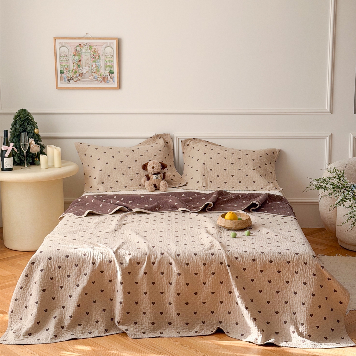 91家纺网 家纺一手货源 找家纺 沐瑟家纺 2026新款心情纯棉纱布枕巾 心情-卡其