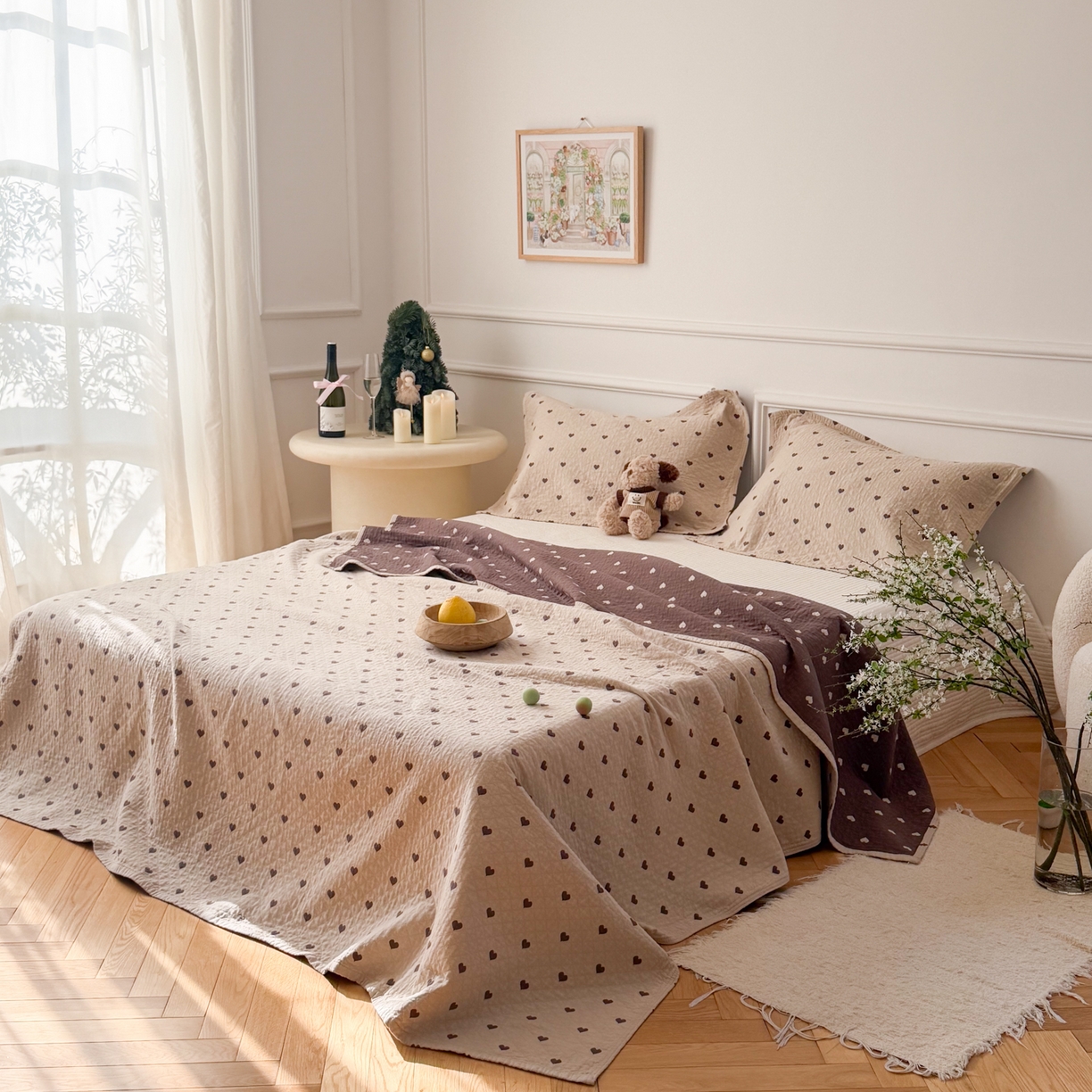 91家纺网 家纺一手货源 找家纺 沐瑟家纺 2026新款心情纯棉纱布枕巾 心情-卡其