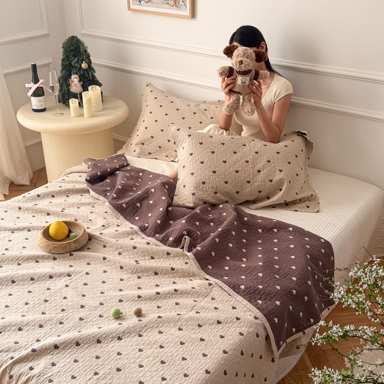 91家纺网 家纺一手货源 找家纺 沐瑟家纺 2026新款心情纯棉纱布枕巾 心情-卡其