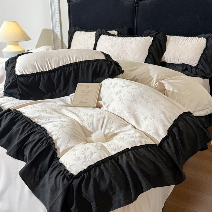 91家纺网 家纺一手货源 找家纺 （总）你好美丽 2026新款提花水洗棉大宽边四件套-诺澜系列