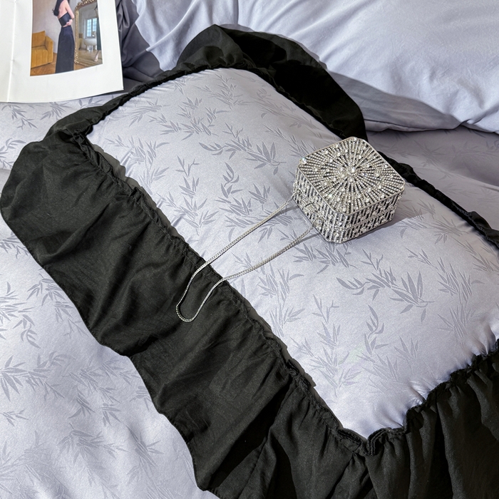 91家纺网 家纺一手货源 找家纺 你好美丽 2026新款提花水洗棉大宽边四件套-诺澜系列 诺澜灰