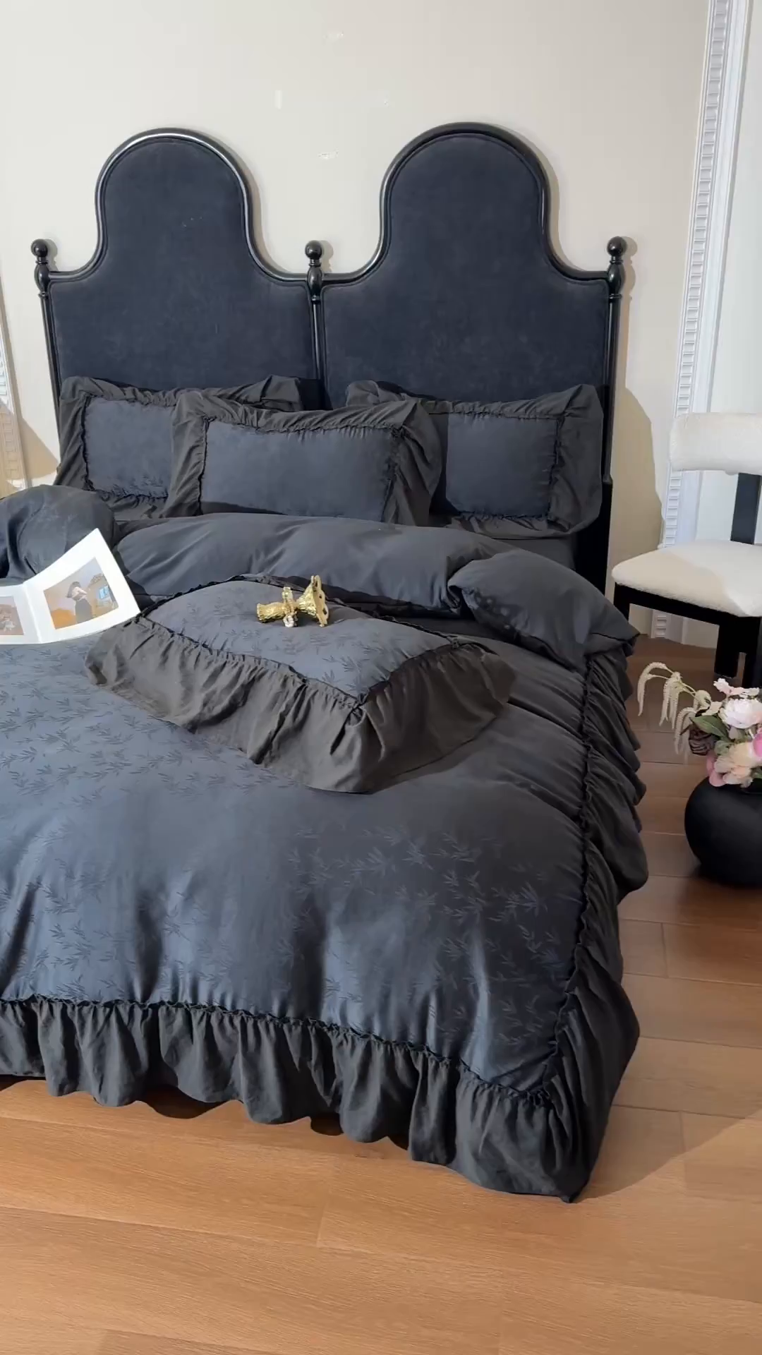 91家纺网 家纺一手货源 找家纺 你好美丽 2026新款提花水洗棉大宽边四件套-诺澜系列 诺澜黑