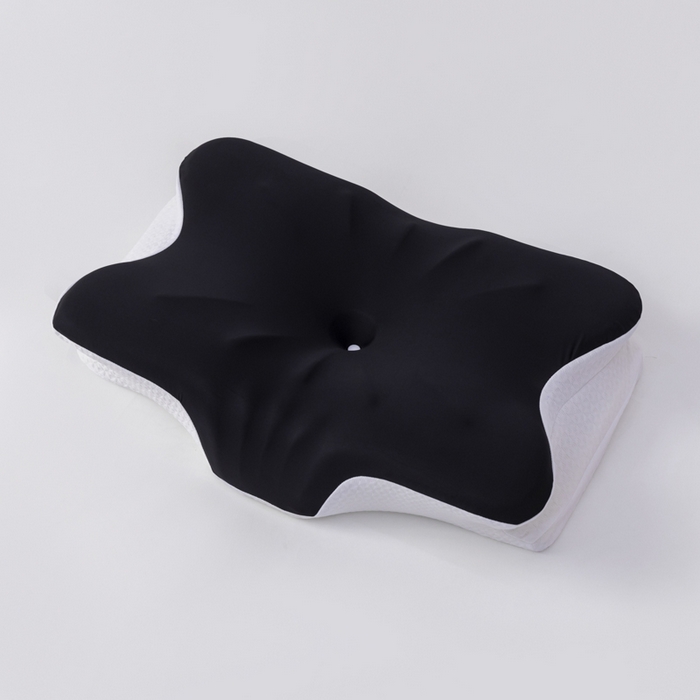 91家纺网 家纺一手货源 找家纺 绮甜枕语 2026新款亚马逊异形牛角枕记忆棉护颈冰丝助睡眠跨境枕头慢回弹支撑蝶形枕 黑色