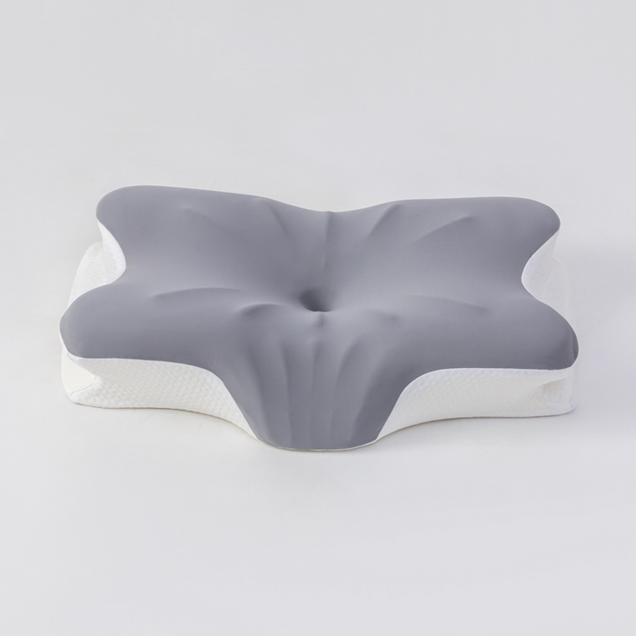 91家纺网 家纺一手货源 找家纺 绮甜枕语 2026新款亚马逊异形牛角枕记忆棉护颈冰丝助睡眠跨境枕头慢回弹支撑蝶形枕 灰色