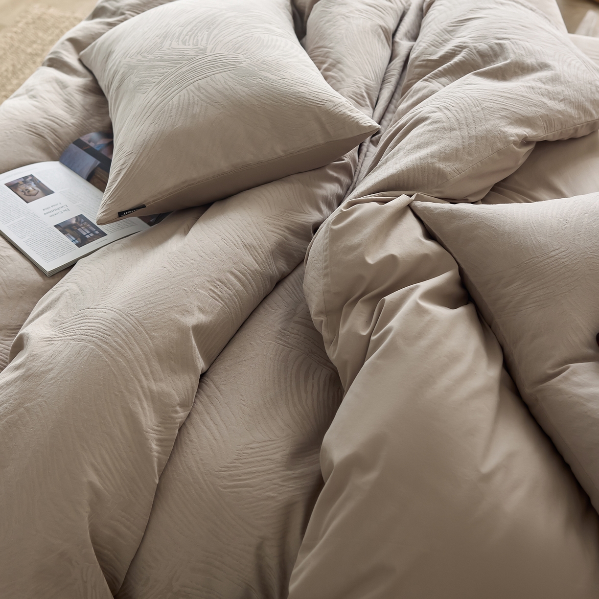 91家纺网 家纺一手货源 找家纺 （总）小懒猪 2026新款亲肤舒适立体全棉纯棉提花四件套-系列三