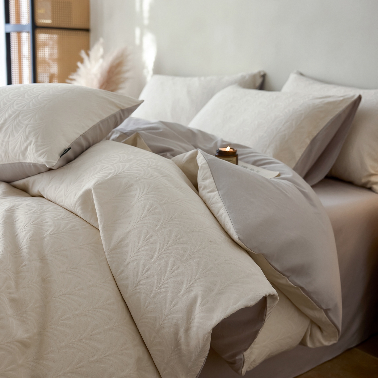 小懒猪 2026新款亲肤舒适立体全棉纯棉提花四件套-系列三 伊贝卡-奶昔白