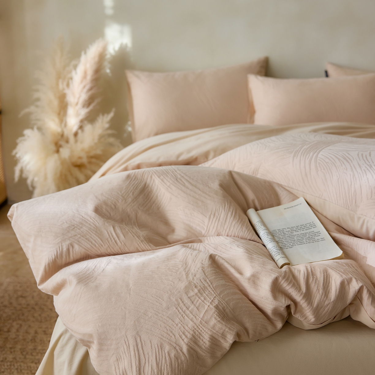 91家纺网 家纺一手货源 找家纺 小懒猪 2026新款亲肤舒适立体全棉纯棉提花四件套-系列三 布兰卡-米杏