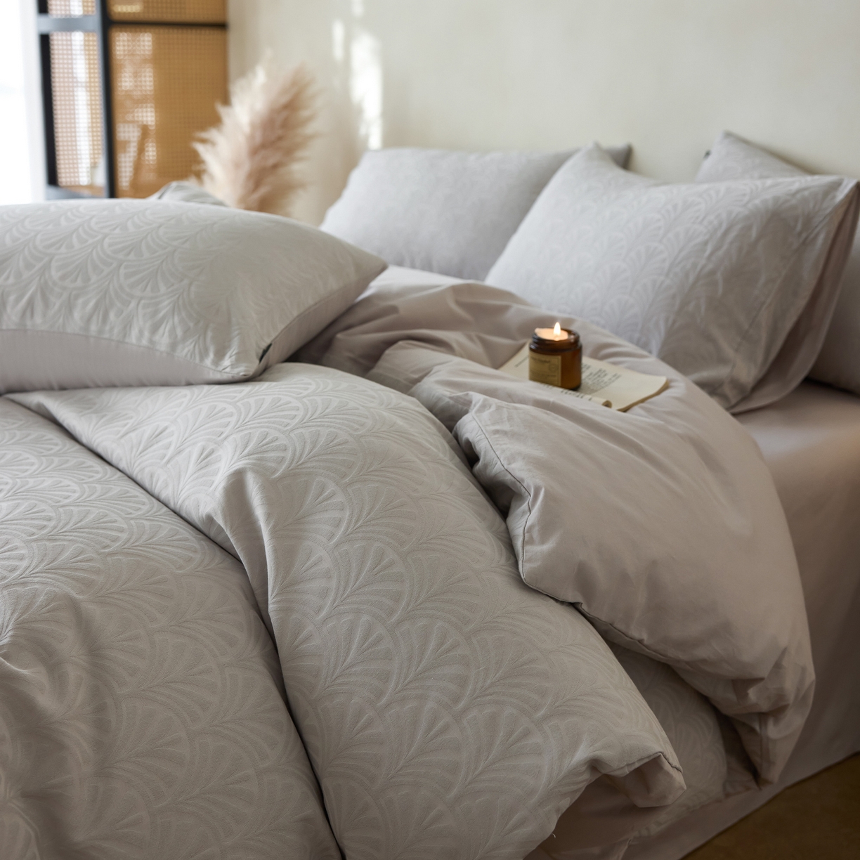 小懒猪 2026新款亲肤舒适立体全棉纯棉提花四件套-系列三 伊贝卡-银灰