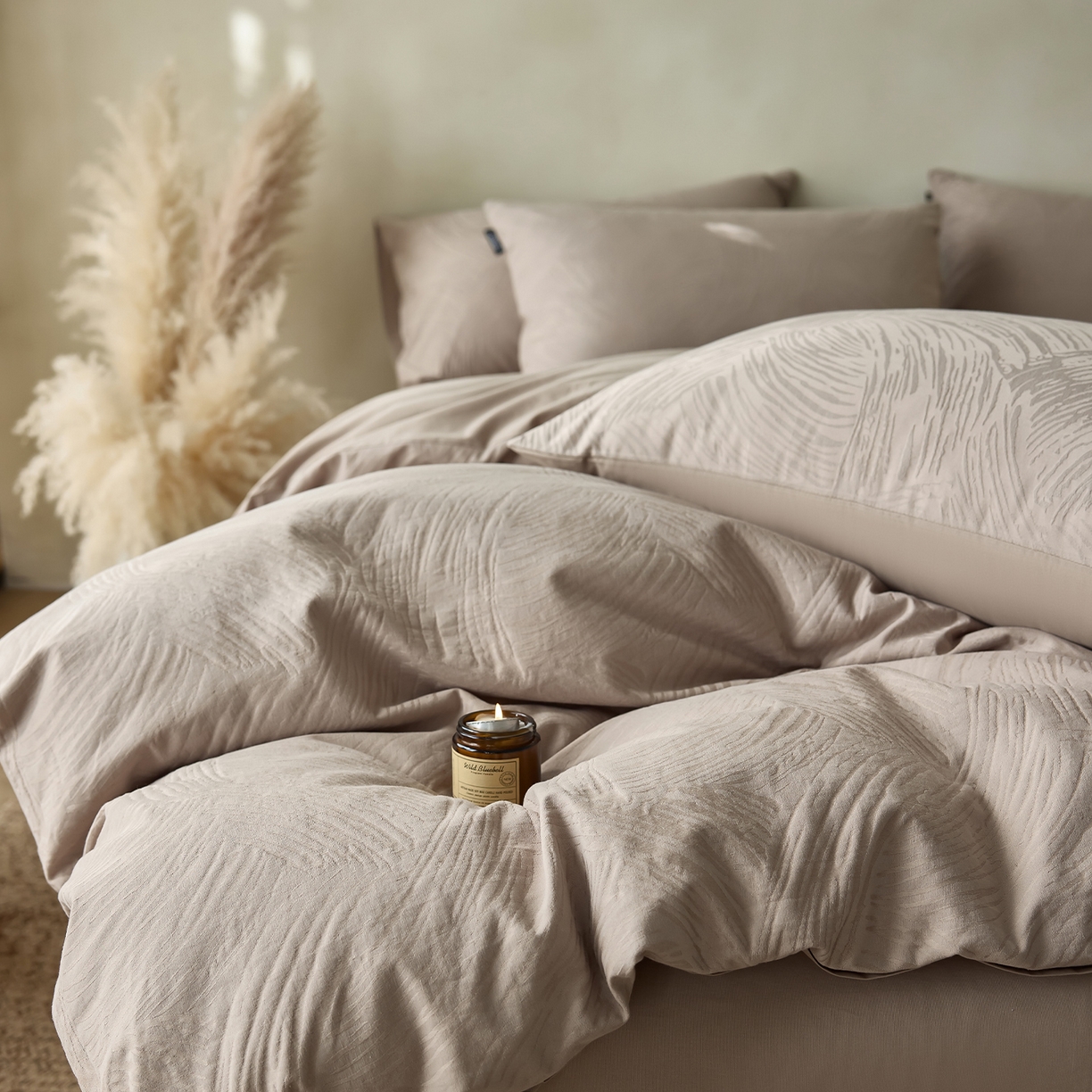 91家纺网 家纺一手货源 找家纺 小懒猪 2026新款亲肤舒适立体全棉纯棉提花四件套-系列三 布兰卡-金属灰