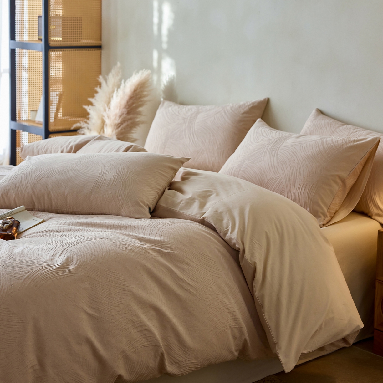 91家纺网 家纺一手货源 找家纺 小懒猪 2026新款亲肤舒适立体全棉纯棉提花四件套-系列三 布兰卡-米杏