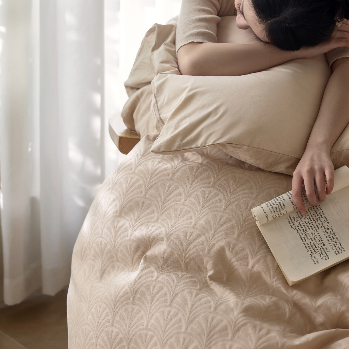 91家纺网 家纺一手货源 找家纺 小懒猪 2026新款亲肤舒适立体全棉纯棉提花四件套-系列三 伊贝卡-米杏