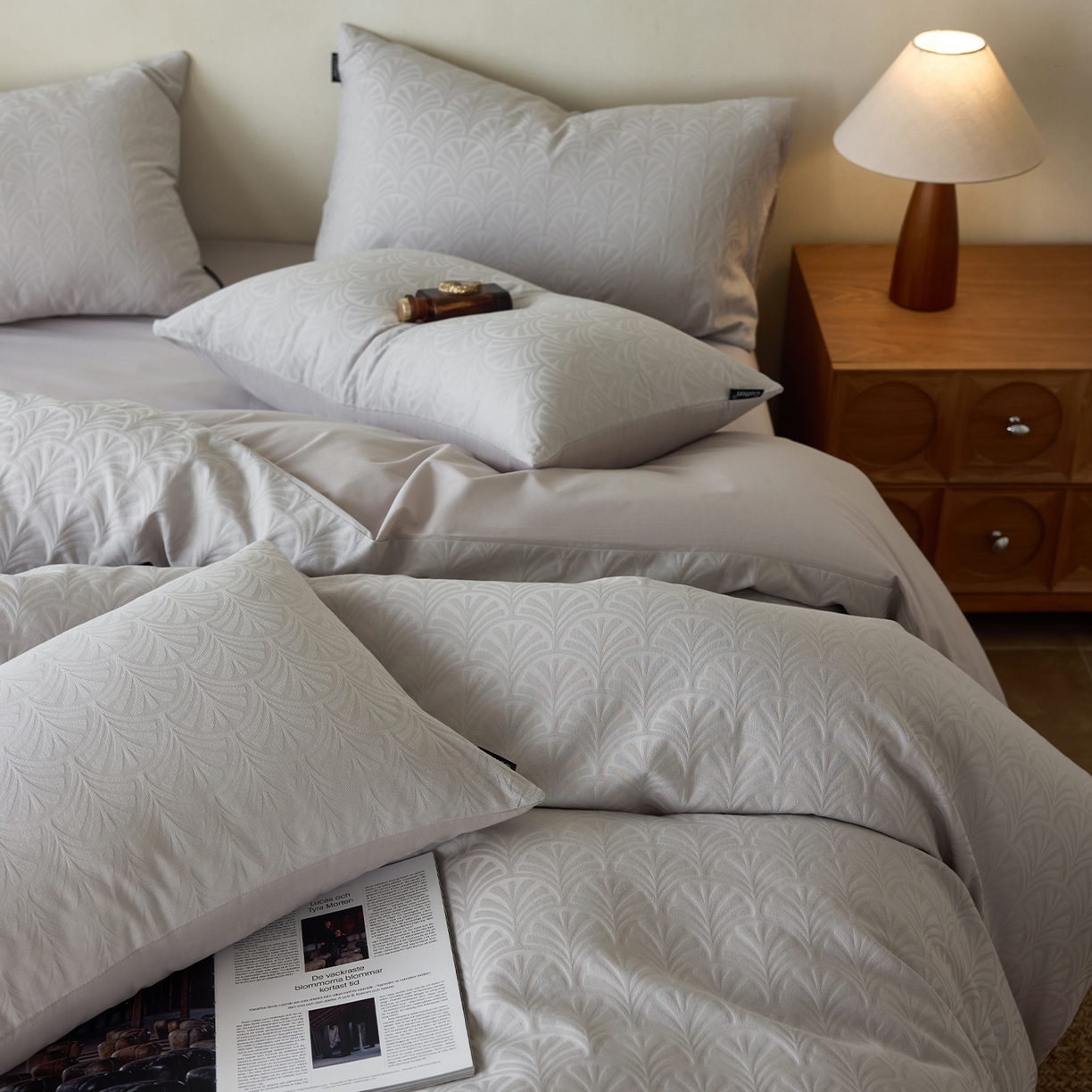 91家纺网 家纺一手货源 找家纺 小懒猪 2026新款亲肤舒适立体全棉纯棉提花四件套-系列三 伊贝卡-银灰