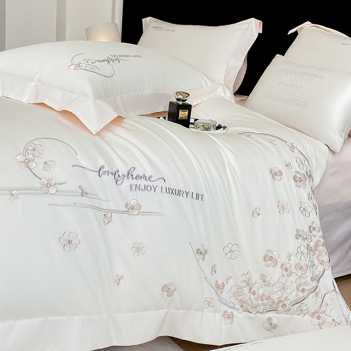 91家纺网 家纺一手货源 找家纺 （总）欣宜家纺 2026春夏新款60支A类新疆长绒棉刺绣轻奢风四件套