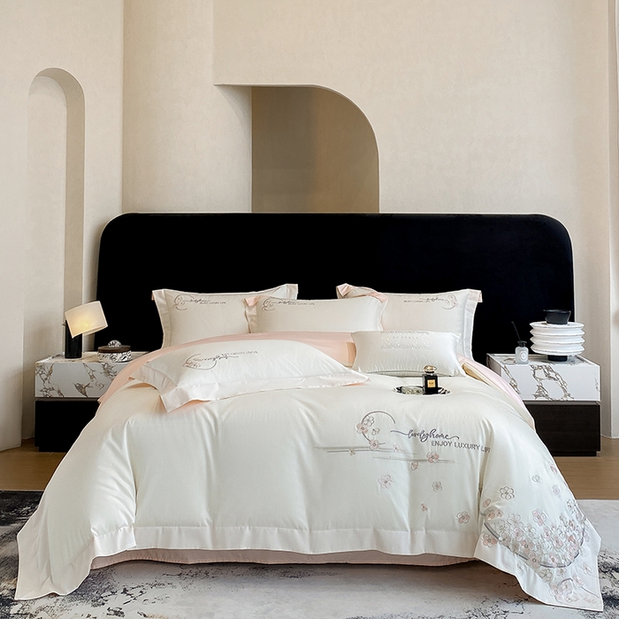 91家纺网 家纺一手货源 找家纺 （总）欣宜家纺 2026春夏新款60支A类新疆长绒棉刺绣轻奢风四件套