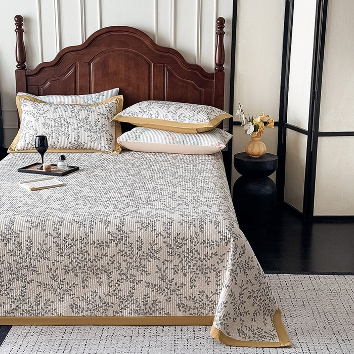 91家纺网 家纺一手货源 找家纺 （总）yyds网供 2026春夏季A类全棉水洗棉夹棉床盖三件套绗缝印花卉ins风四季通用多功能榻榻米 会员优惠 A层全棉+B层羽丝棉+C层全棉 这个价格为销售控价