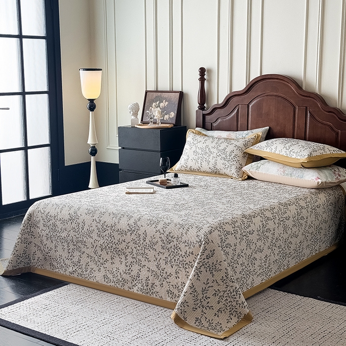 91家纺网 家纺一手货源 找家纺 yyds网供 2026春夏季A类全棉水洗棉夹棉床盖三件套绗缝印花卉ins风四季通用多功能榻榻米 会员优惠 A层全棉+B层羽丝棉+C层全棉 这个价格为销售控价 花野-印花