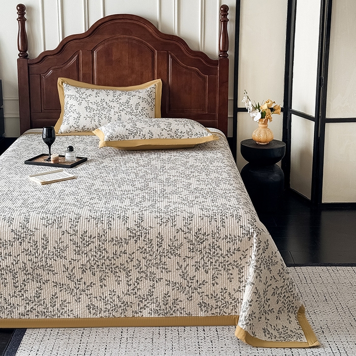 91家纺网 家纺一手货源 找家纺 yyds网供 2026春夏季A类全棉水洗棉夹棉床盖三件套绗缝印花卉ins风四季通用多功能榻榻米 会员优惠 A层全棉+B层羽丝棉+C层全棉 这个价格为销售控价 花野-印花