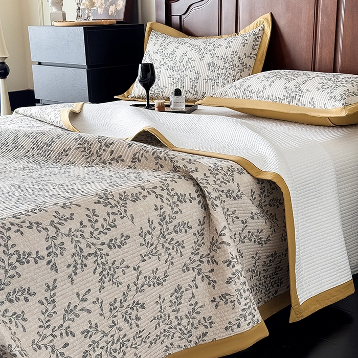 91家纺网 家纺一手货源 找家纺 （总）yyds网供 2026春夏季A类全棉水洗棉夹棉床盖三件套绗缝印花卉ins风四季通用多功能榻榻米 会员优惠 A层全棉+B层羽丝棉+C层全棉 这个价格为销售控价