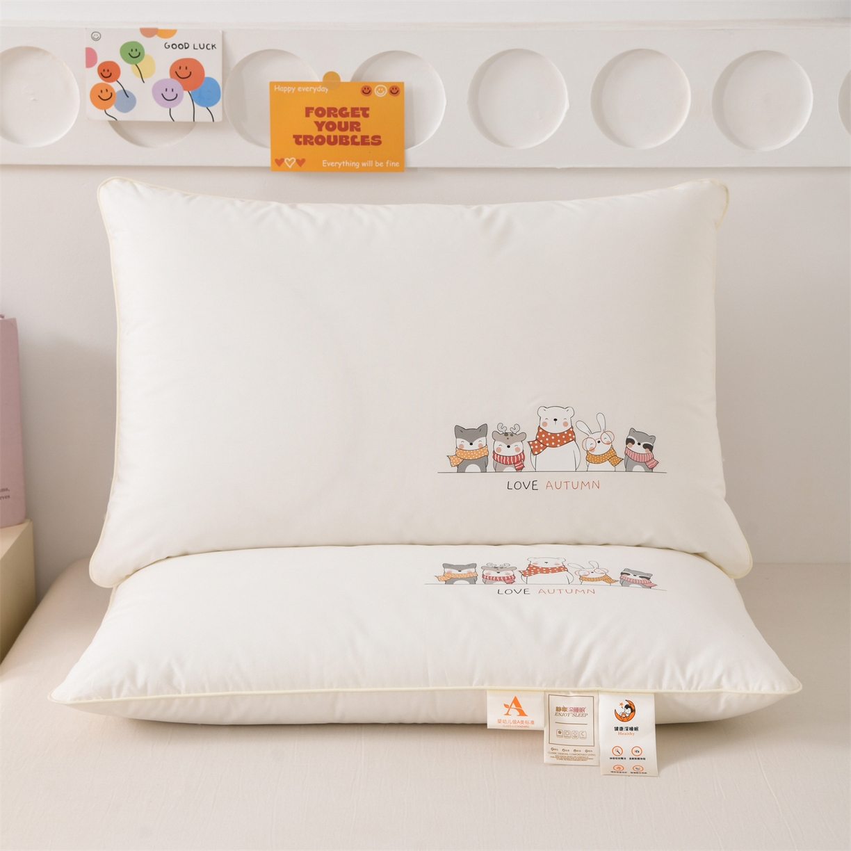 91家纺网 家纺一手货源 找家纺 织布人 2026新款A类全棉卡通软枕枕头枕芯 动物伙伴